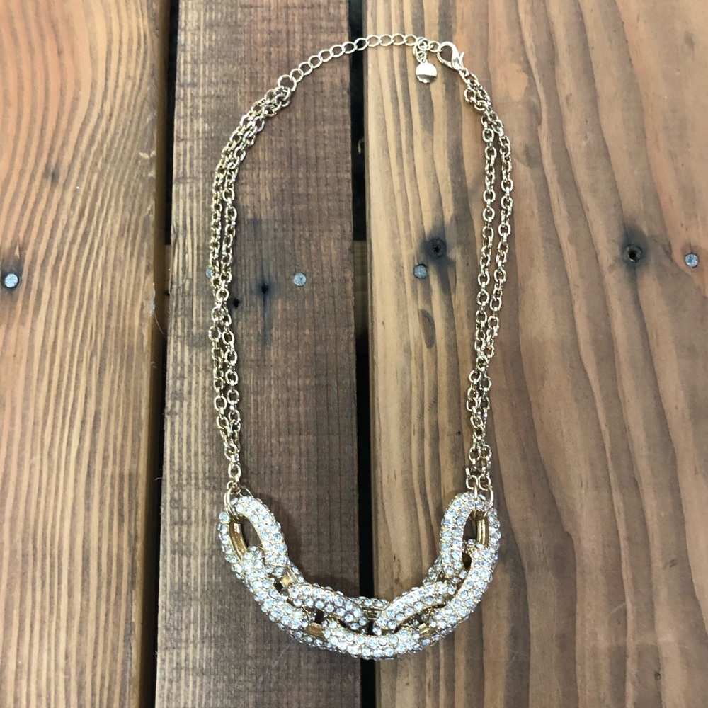 Mossimo gold chain link rhinestone necklace - Picture 4 of 10